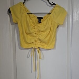 Yellow Ruched Crop Top